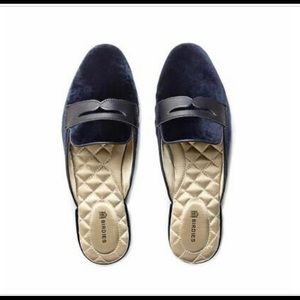 Birdies velvet and leather mule loafers